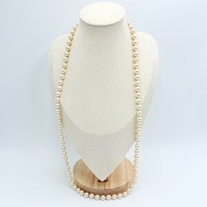 Vintage Marvella Signed Cream Faux Pearls Beaded Necklace